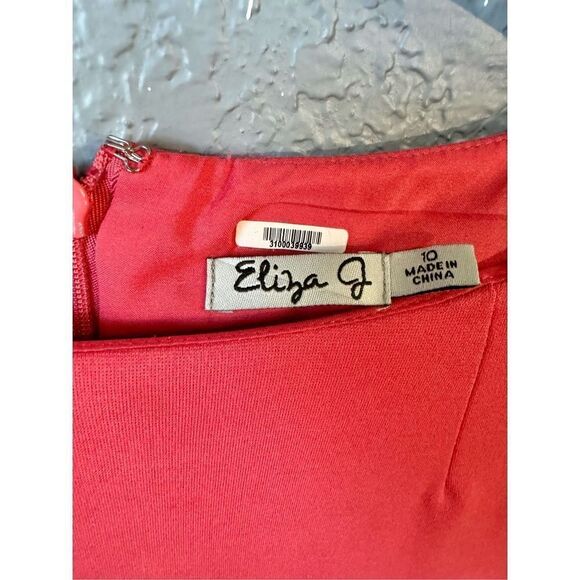 Eliza J Women’s Round Neck Long Sleeve Mini Sheath Dress Pink - Picture 7 of 7